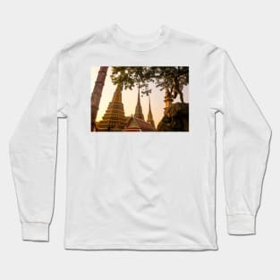 Mosaic tiled Buddha stupas and an iron sculpture at Wat Pho temple. Long Sleeve T-Shirt